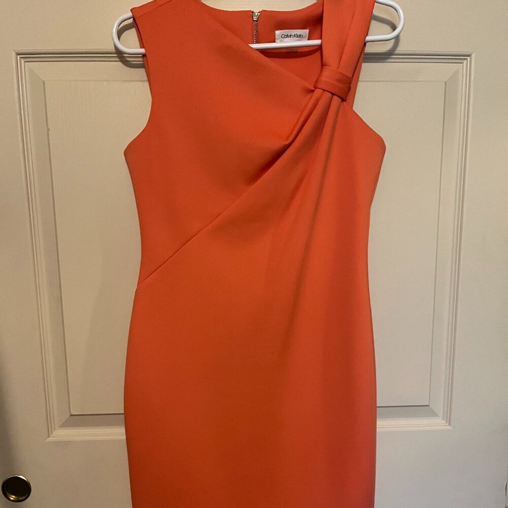 Calvin Klein Coral Sleeveless Stretch Sheath Pencil Dress Size 6